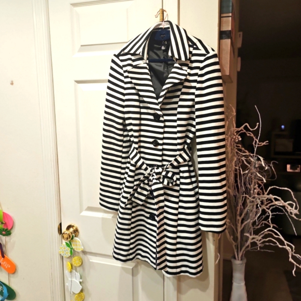 Black and White Striped Coat